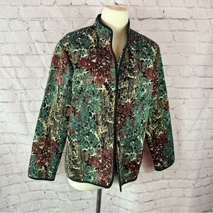 Serengeti Womens L foliage brocade jacket Blazer tailored seasonal layering